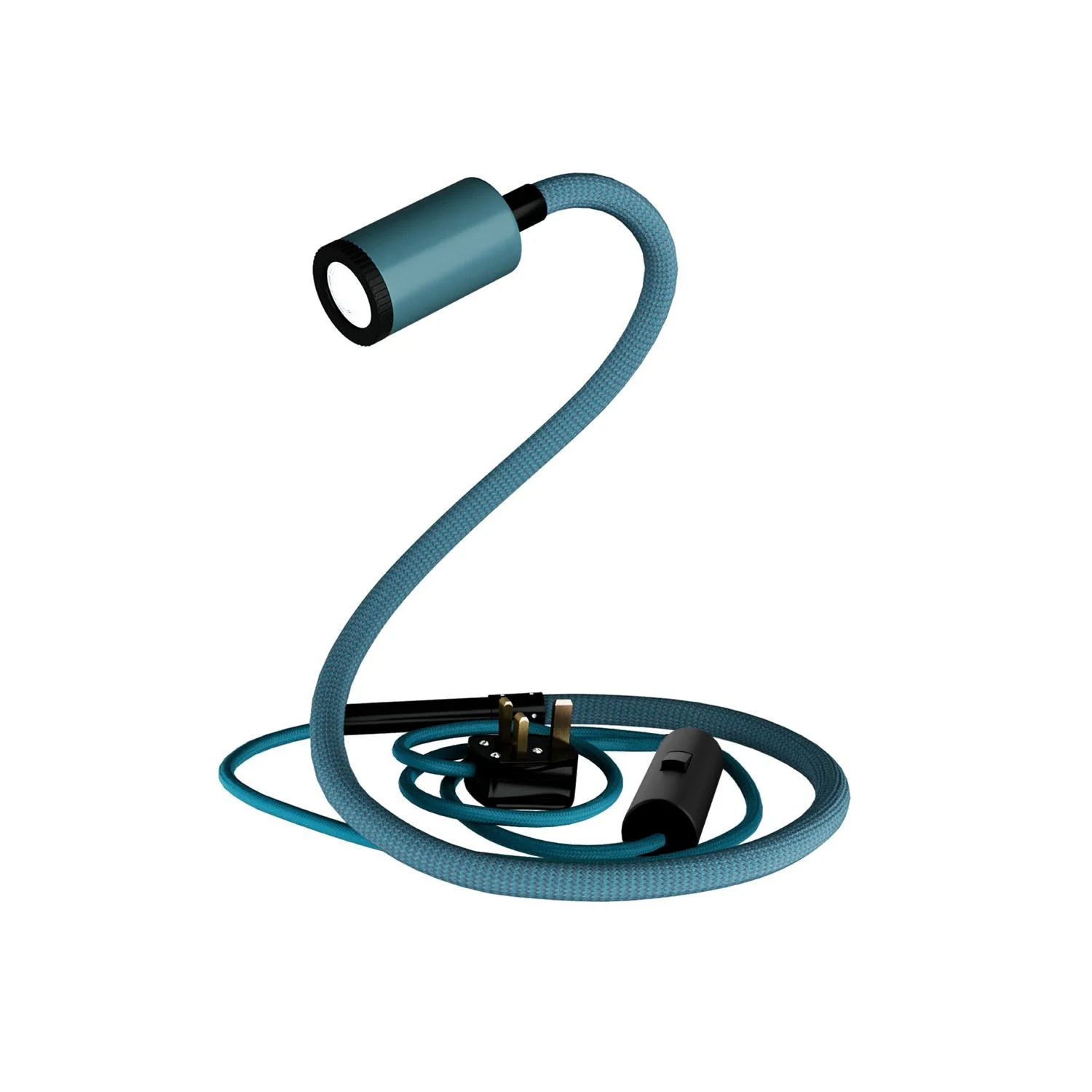 GU1d-one Pastel Adjustable lamp without base with mini LED spotlight and UK plug - Petrol