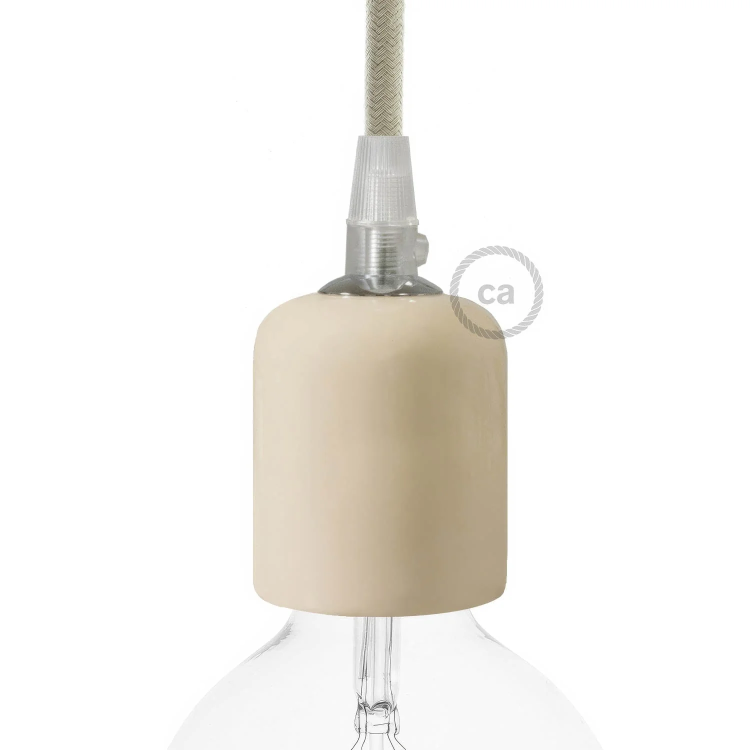 Handmade ceramic E26 light bulb socket kit - Ivory