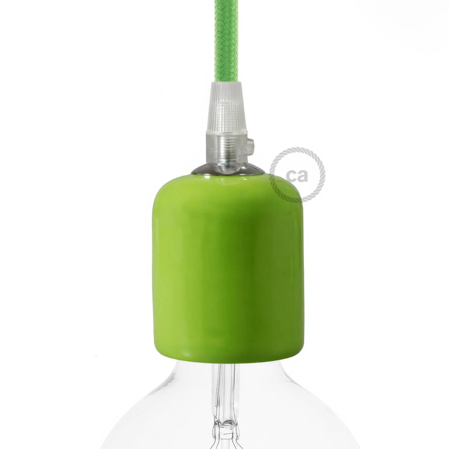 Handmade ceramic E26 light bulb socket kit - Pistachio green