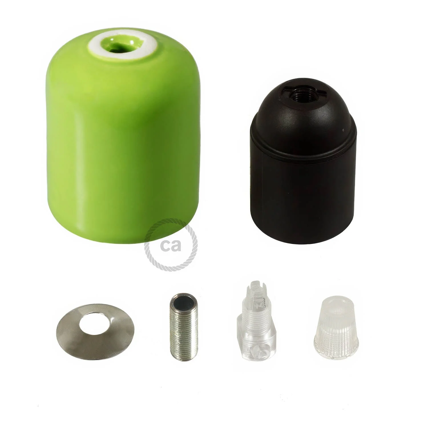 Handmade ceramic E26 light bulb socket kit - Pistachio green - Image 2