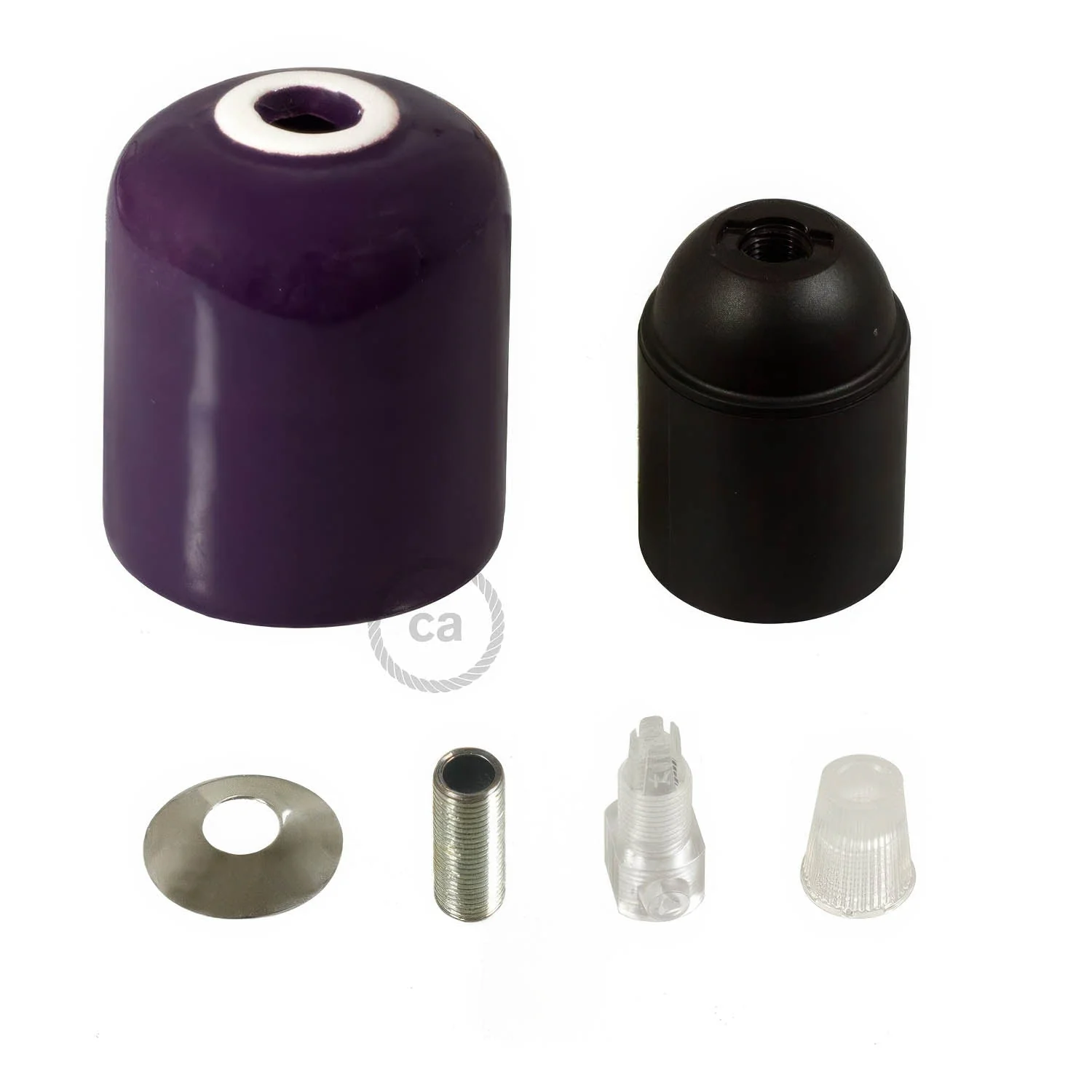 Handmade Ceramic E26 Light Bulb Socket Kit - Purple - Image 2