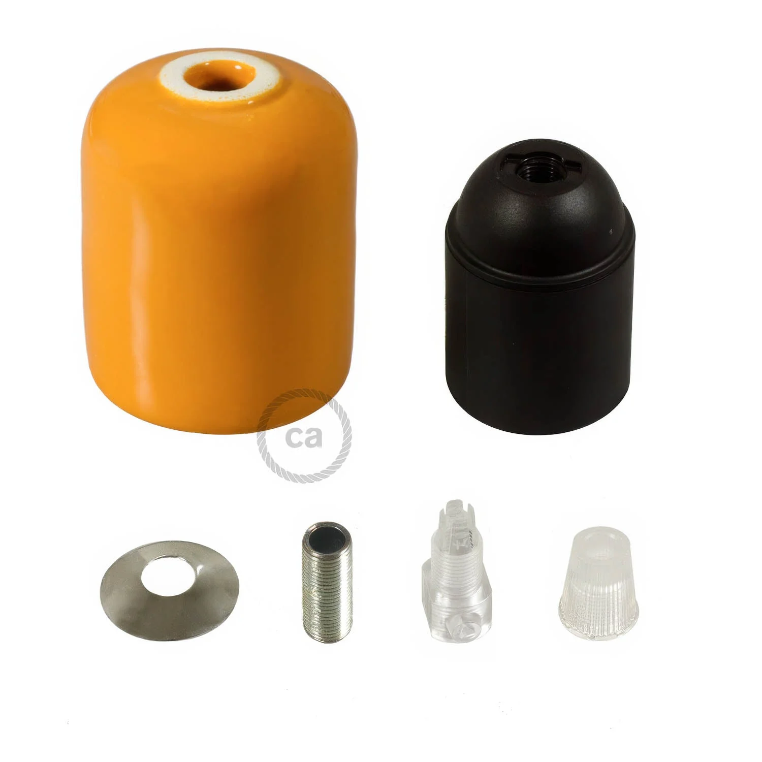 Handmade ceramic E26 light bulb socket kit - Tangerine - Image 2
