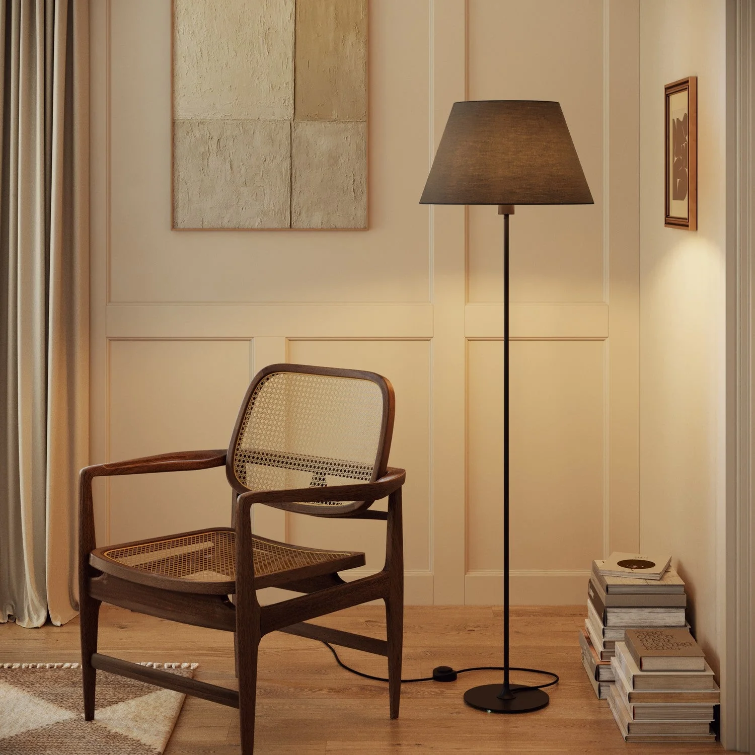 Impero L Lampshade for table lamp or wall sconce with E27 fitting - Made in Italy - Dark Gray Cotton - Image 2