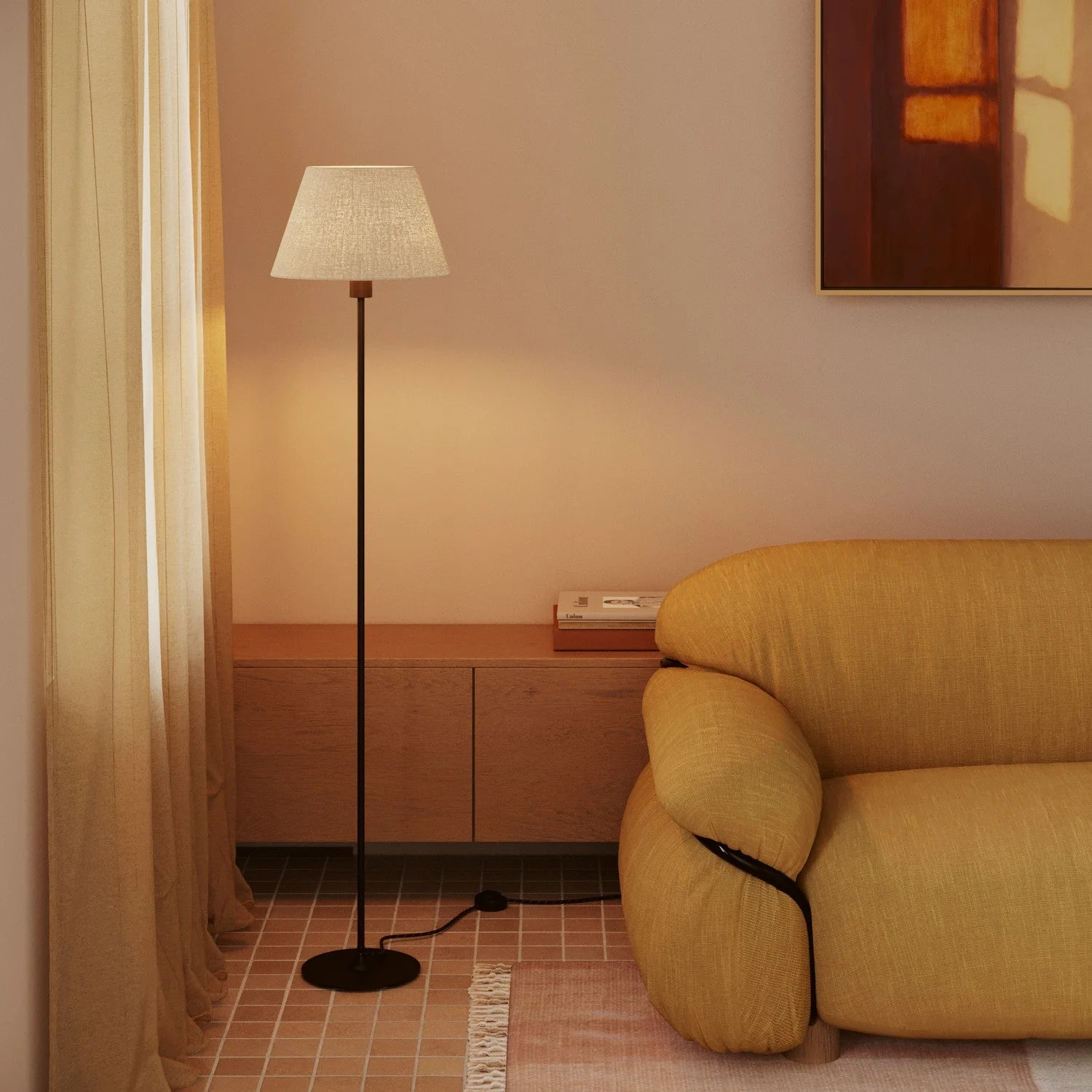 Impero M Lampshade in fabric for floor lamp with E27 fitting - Made in Italy - Light Jute - Image 2