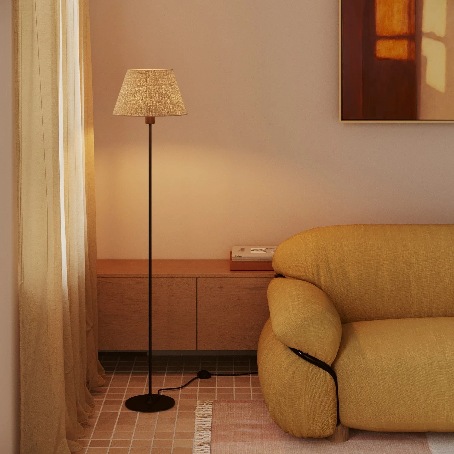 Impero M lampshade in fabric for table lamp or wall light with E27 fitting - Made in Italy - Natural jute - Image 2