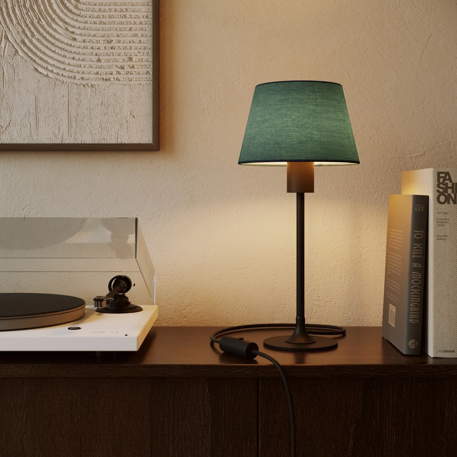 Empire S Lampshade with E27 fitting for table lamp or wall light - Made in Italy - Severe Blue Cotton - Image 2