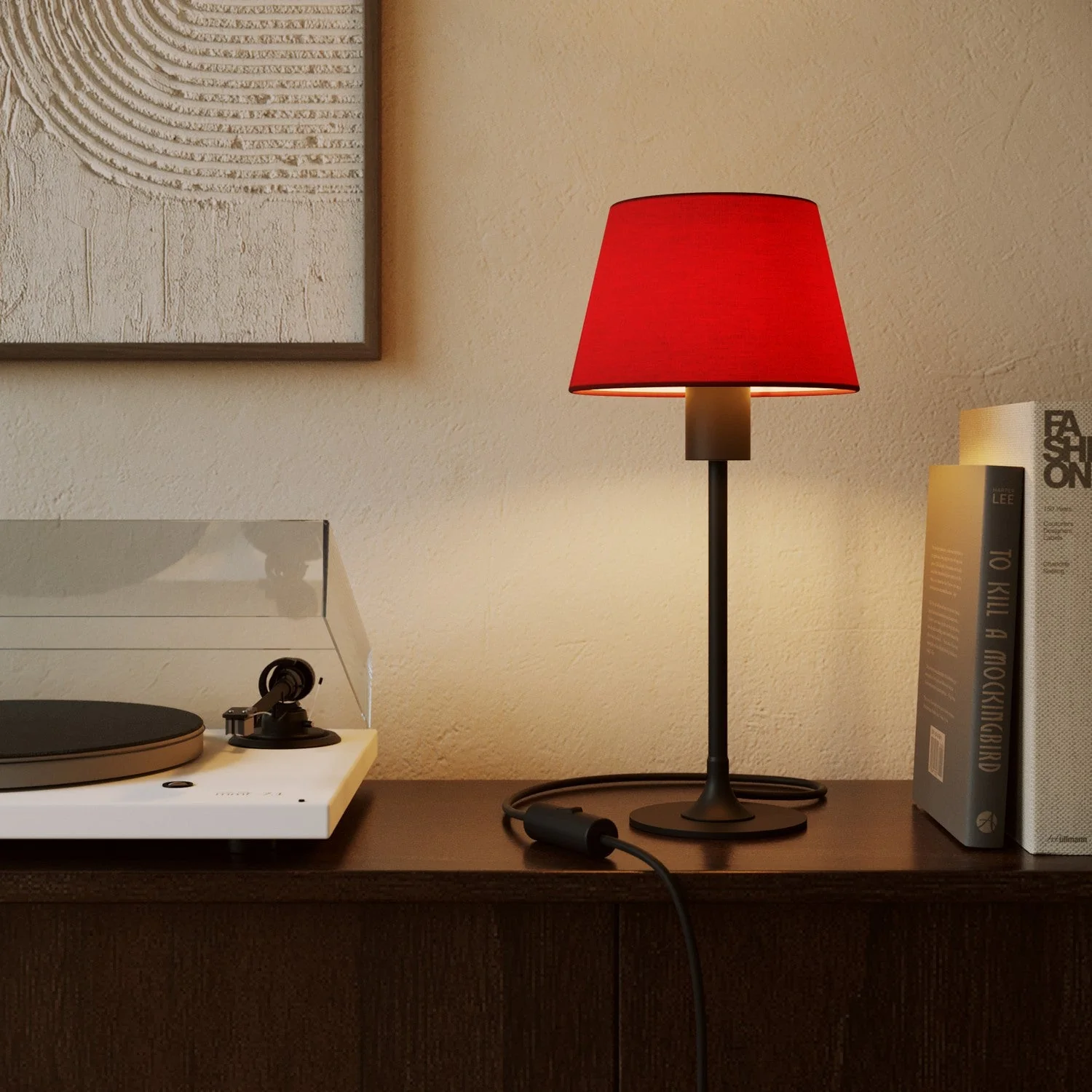 Impero S lampshade with E27 fitting for table lamp or wall light - Made in Italy - Red Teletta - Image 2