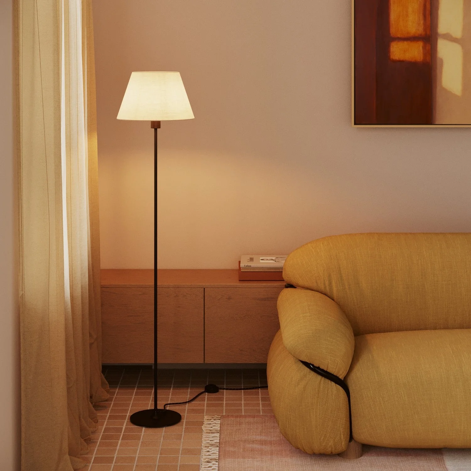 Impero M Lampshade in fabric for floor lamp with E27 fitting - Made in Italy - Arenal Sand - Image 2