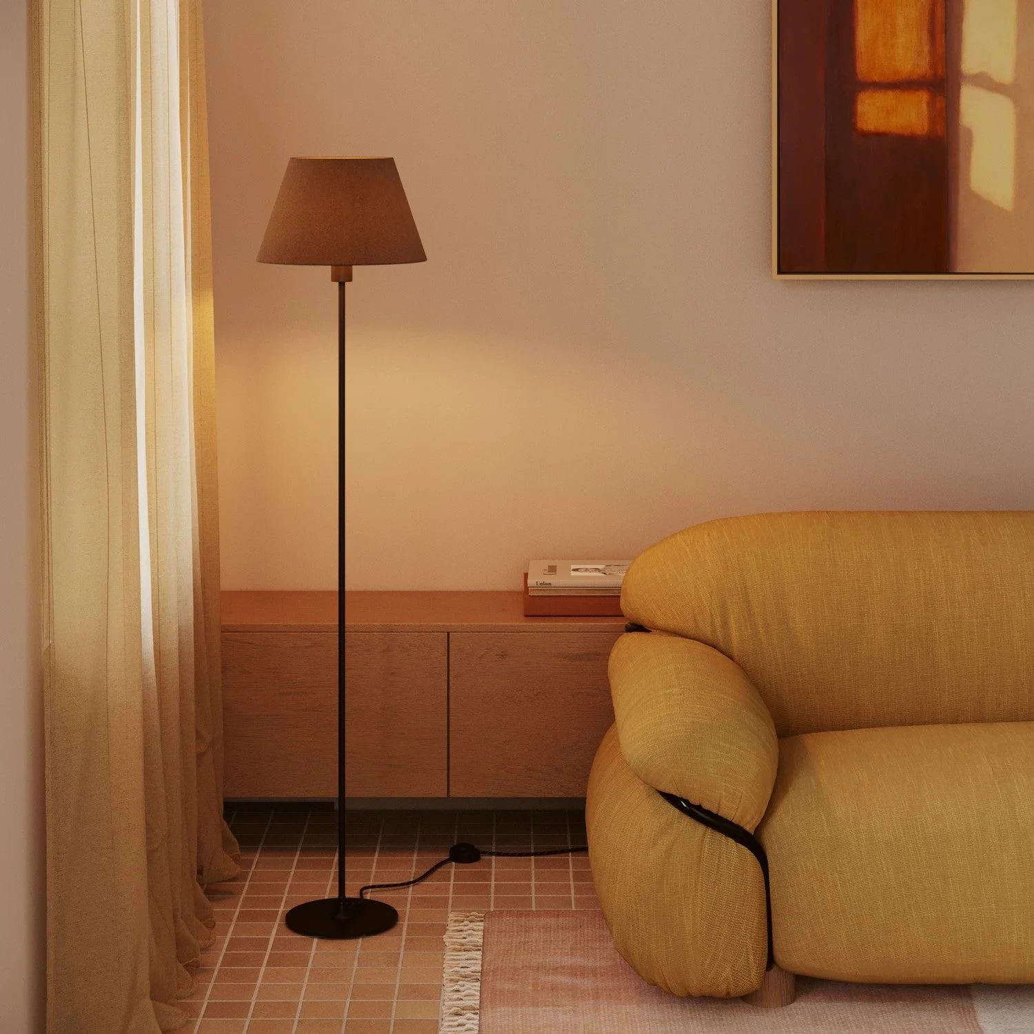 Impero M Lampshade in fabric for floor lamp with E27 fitting - Made in Italy - Brown Wool - Image 2