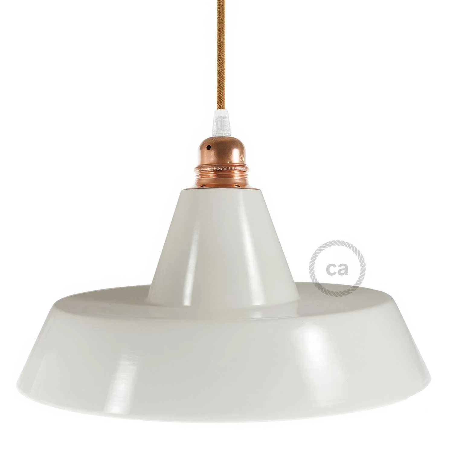 Industrial ceramic lampshade for pendant - Made in Italy - Glossy white