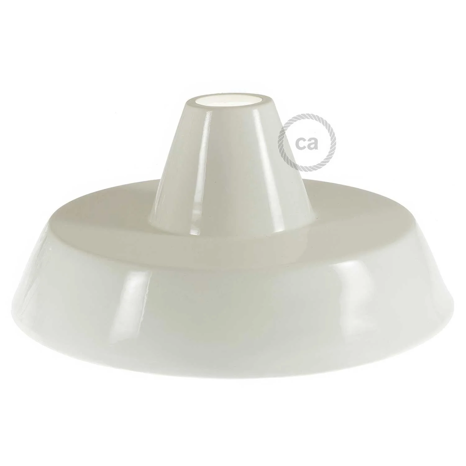 Industrial ceramic lampshade for pendant - Made in Italy - Glossy white - Image 3