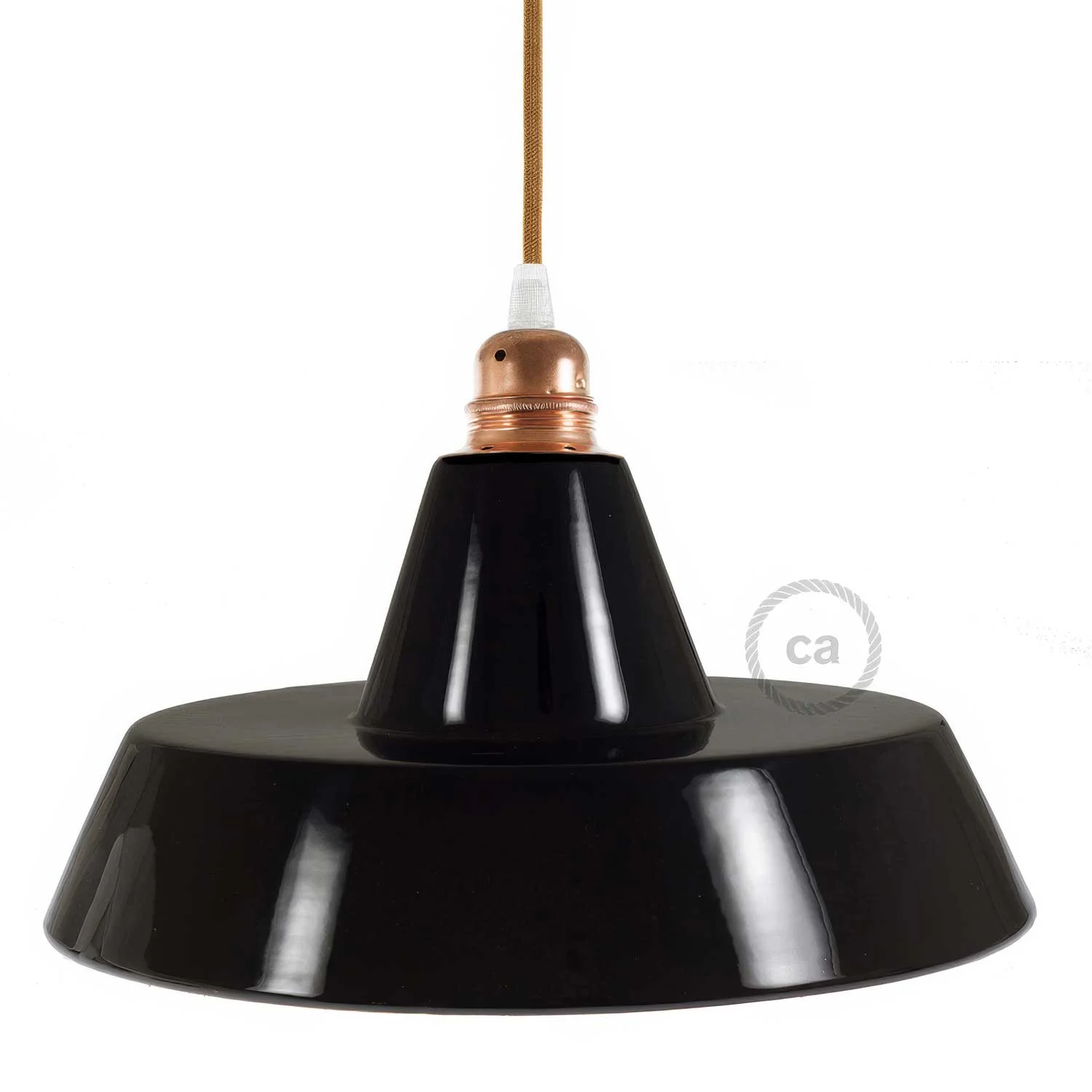 Industrial ceramic lampshade for pendant light - Made in Italy - Black - Copper