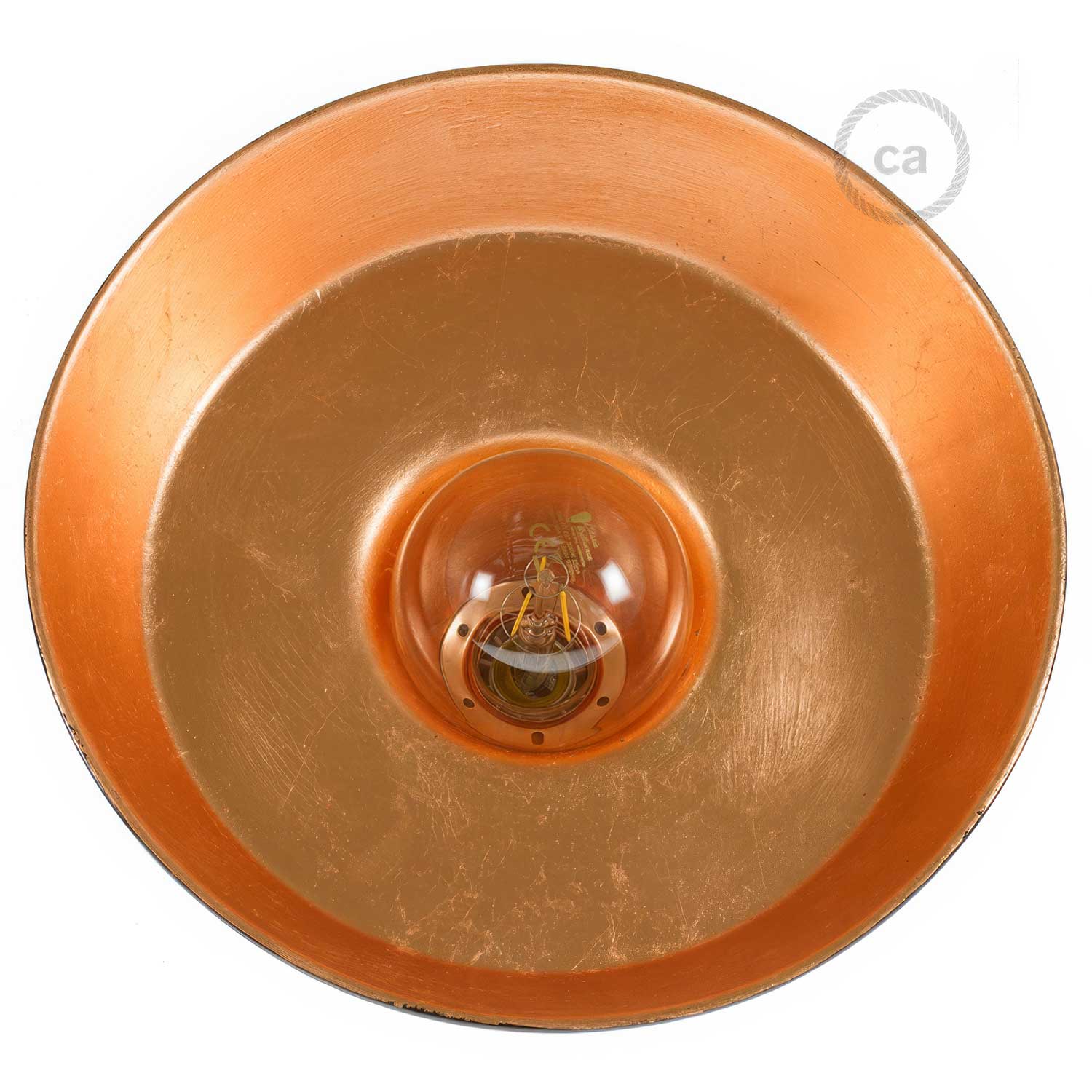 Industrial ceramic lampshade for pendant light - Made in Italy - Black - Copper - Image 4