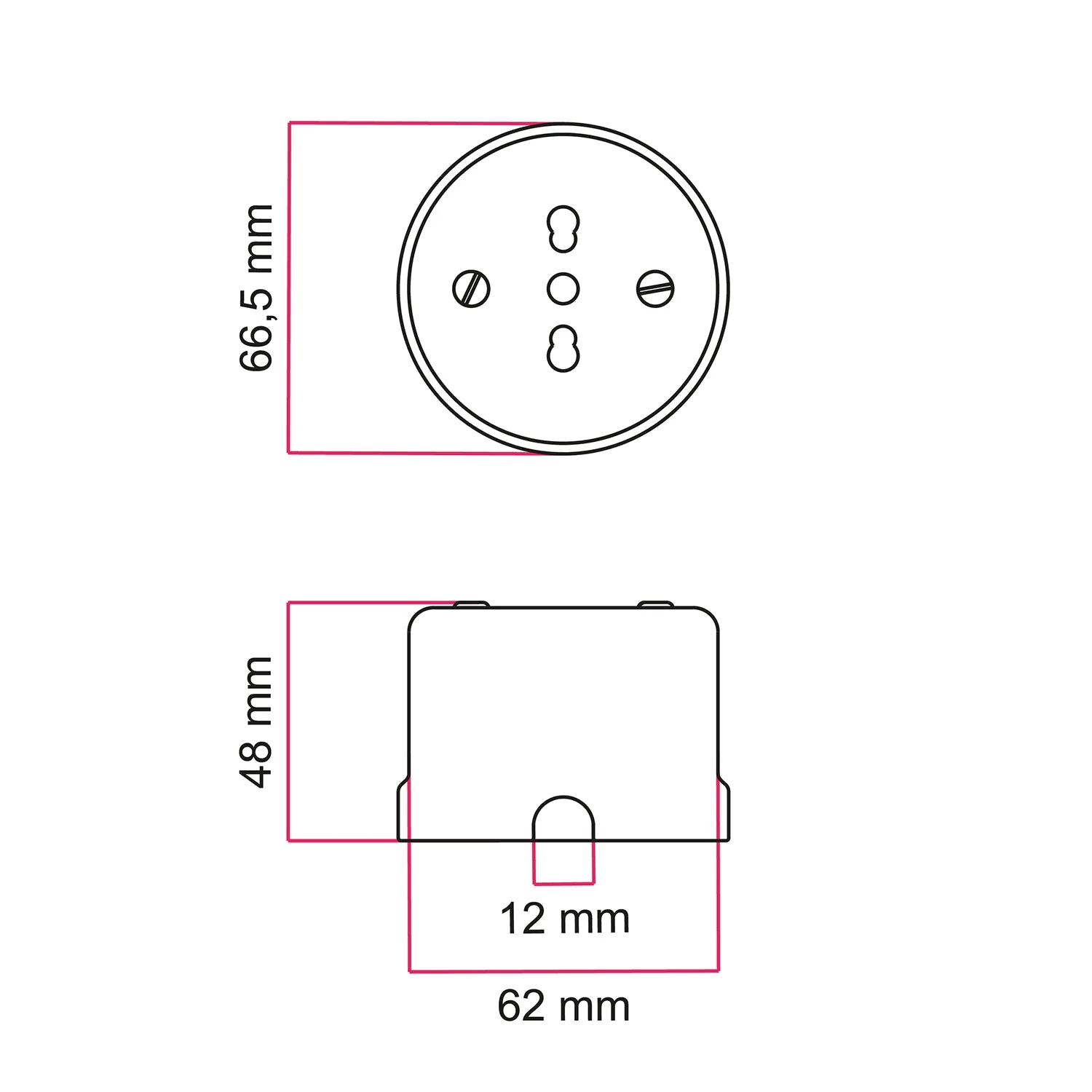 Italian bipasso wall socket 10/16A in porcelain - White - Image 7