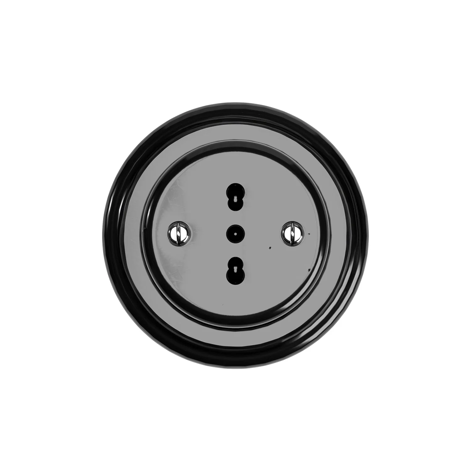 Italian dual socket kit 10/16A for wall mounting with porcelain base - Black - Image 2