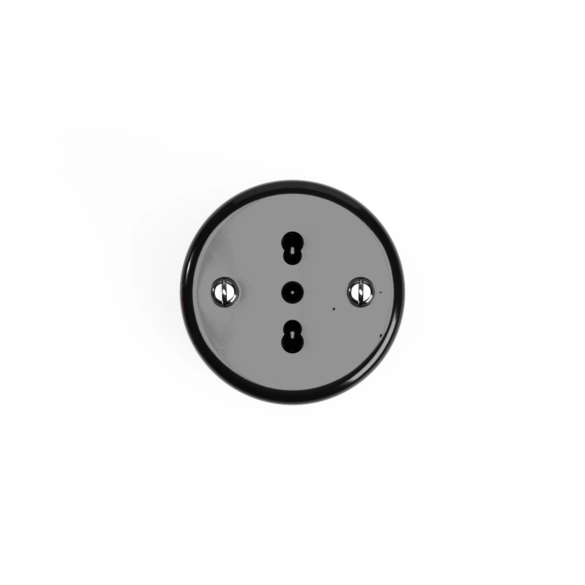 Italian bipasso wall socket 10/16A in porcelain - Black - Image 3