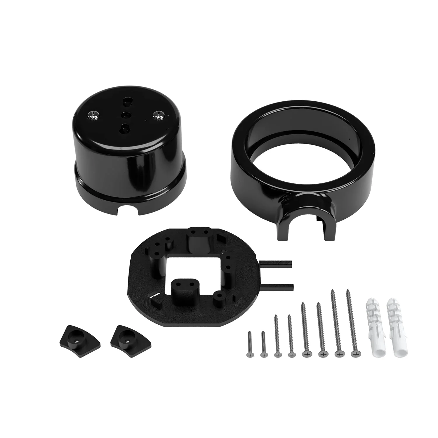 Italian bipasso 10/16A wall socket kit and base for Creative-Tubes in porcelain - Black - Image 3