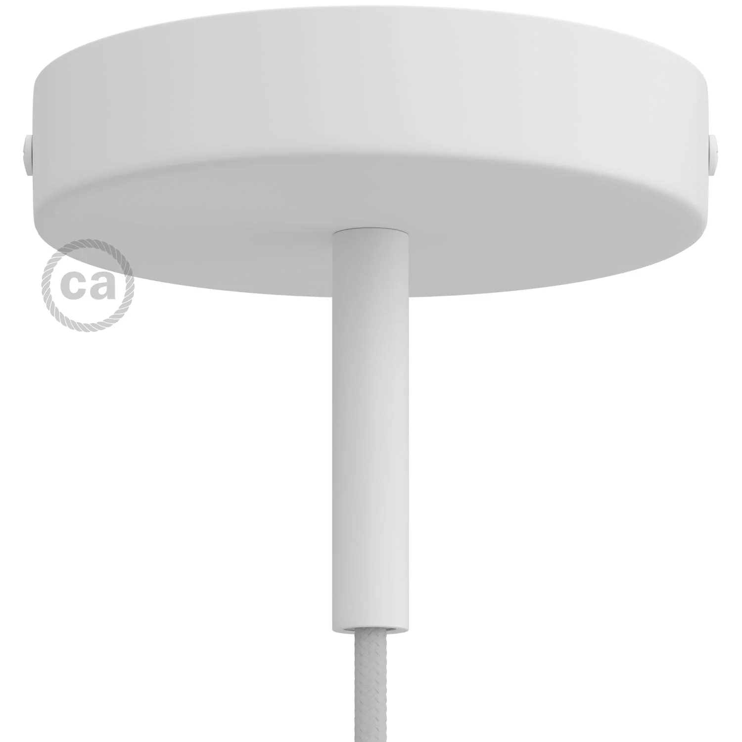 Cylindrical ceiling rose kit in metal with 7 cm cable clamp – Matt white