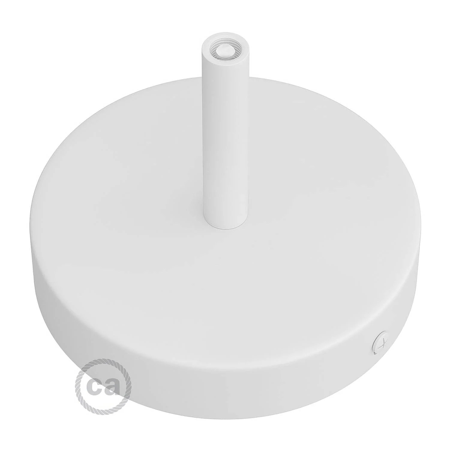 Cylindrical ceiling rose kit in metal with 7 cm cable clamp – Matt white - Image 2