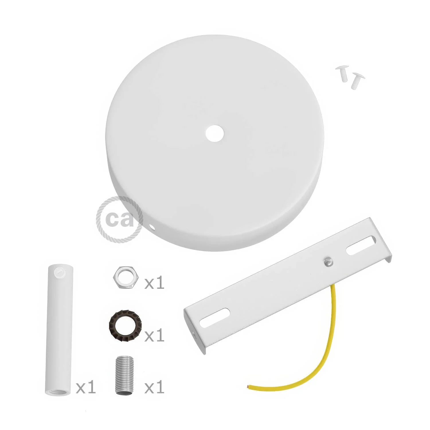 Cylindrical ceiling rose kit in metal with 7 cm cable clamp – Matt white - Image 3