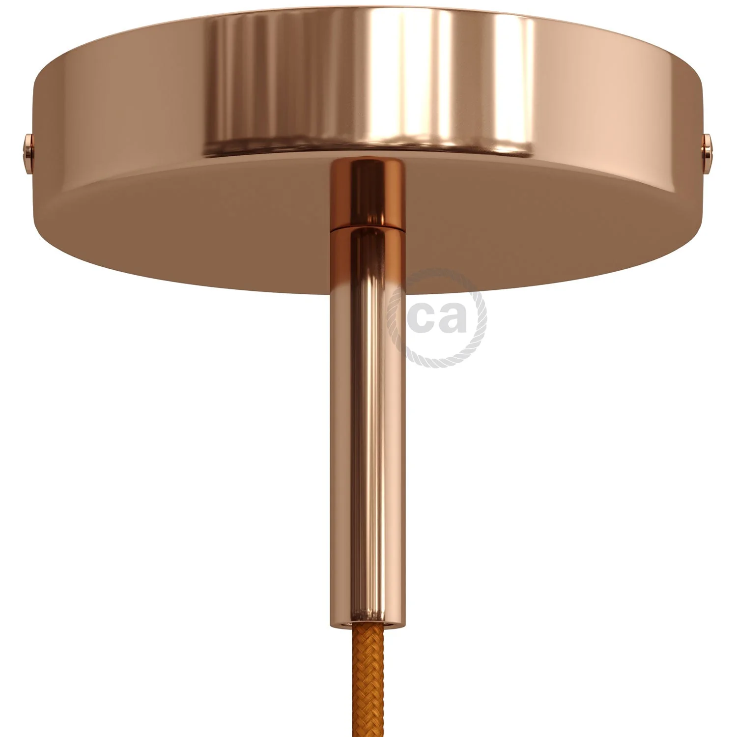 Cylindrical metal ceiling rose kit with 7 cm Cable Clamp - Copper