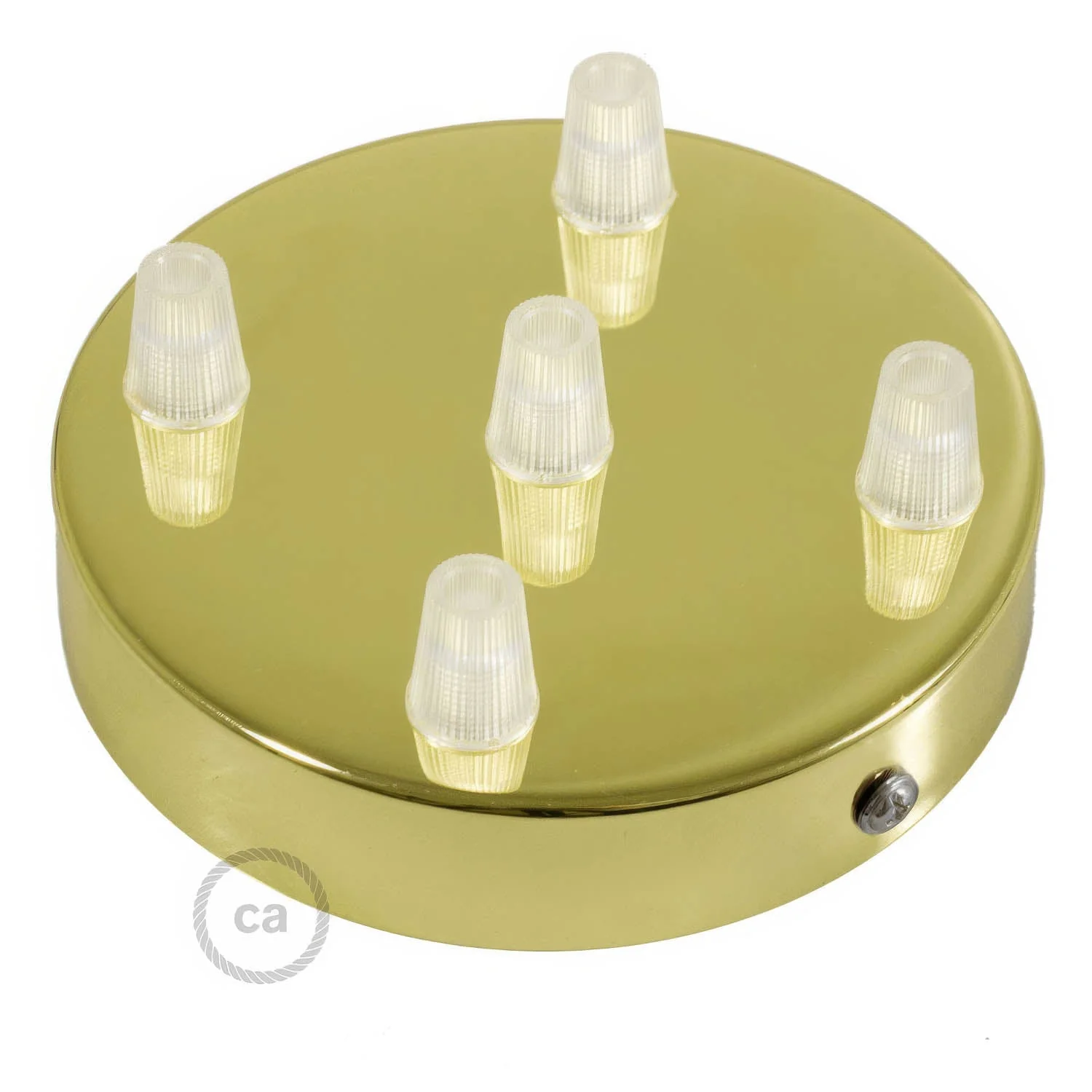 5-hole cylindrical metal ceiling rose kit - Brass - Image 2
