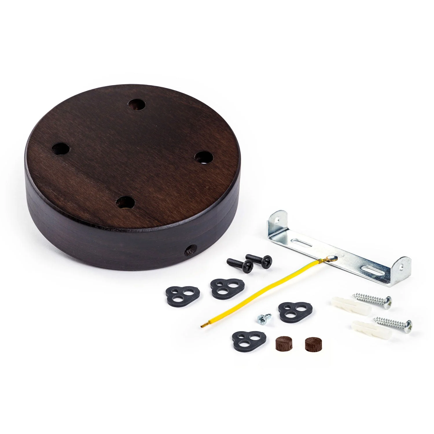 4-hole cylindrical wooden ceiling rose kit - Wengé effect - Image 3