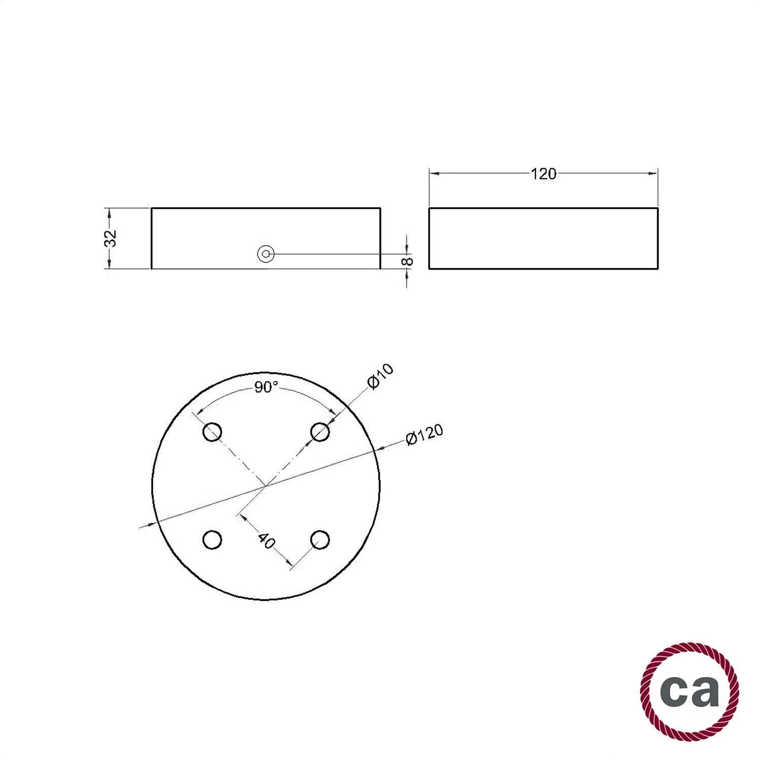 4-hole cylindrical wooden ceiling rose kit - Wengé effect - Image 5