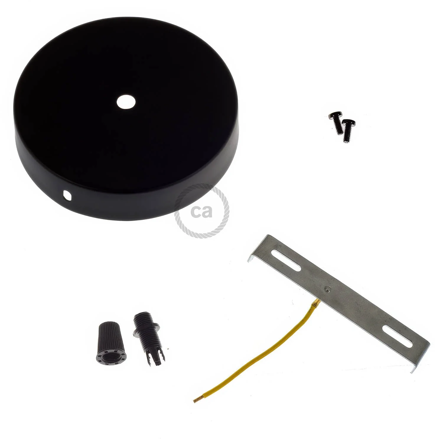 Cylindrical ceiling rose kit in metal - Black - Image 3