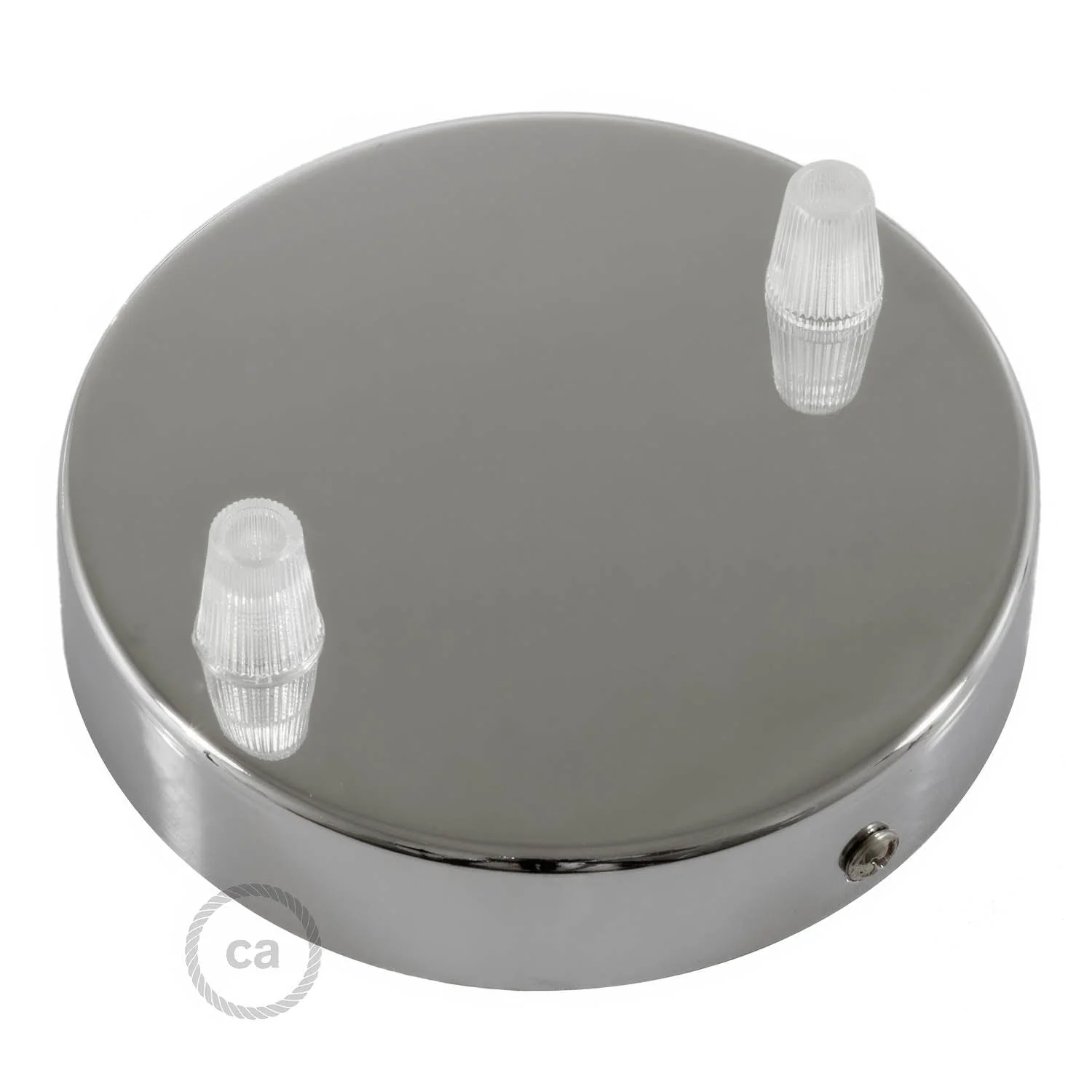 2-hole cylindrical metal ceiling rose kit - Chrome - Image 2