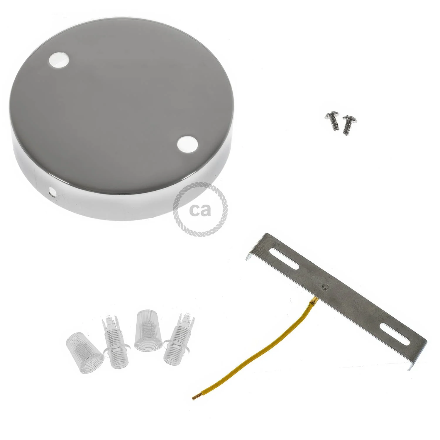 2-hole cylindrical metal ceiling rose kit - Chrome - Image 3