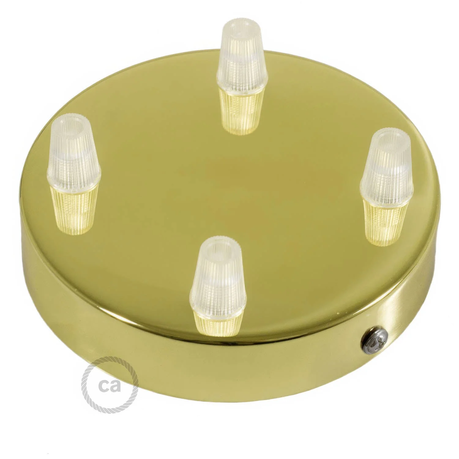 Cylindrical metal ceiling rose kit with 4 holes - Brass - Image 2