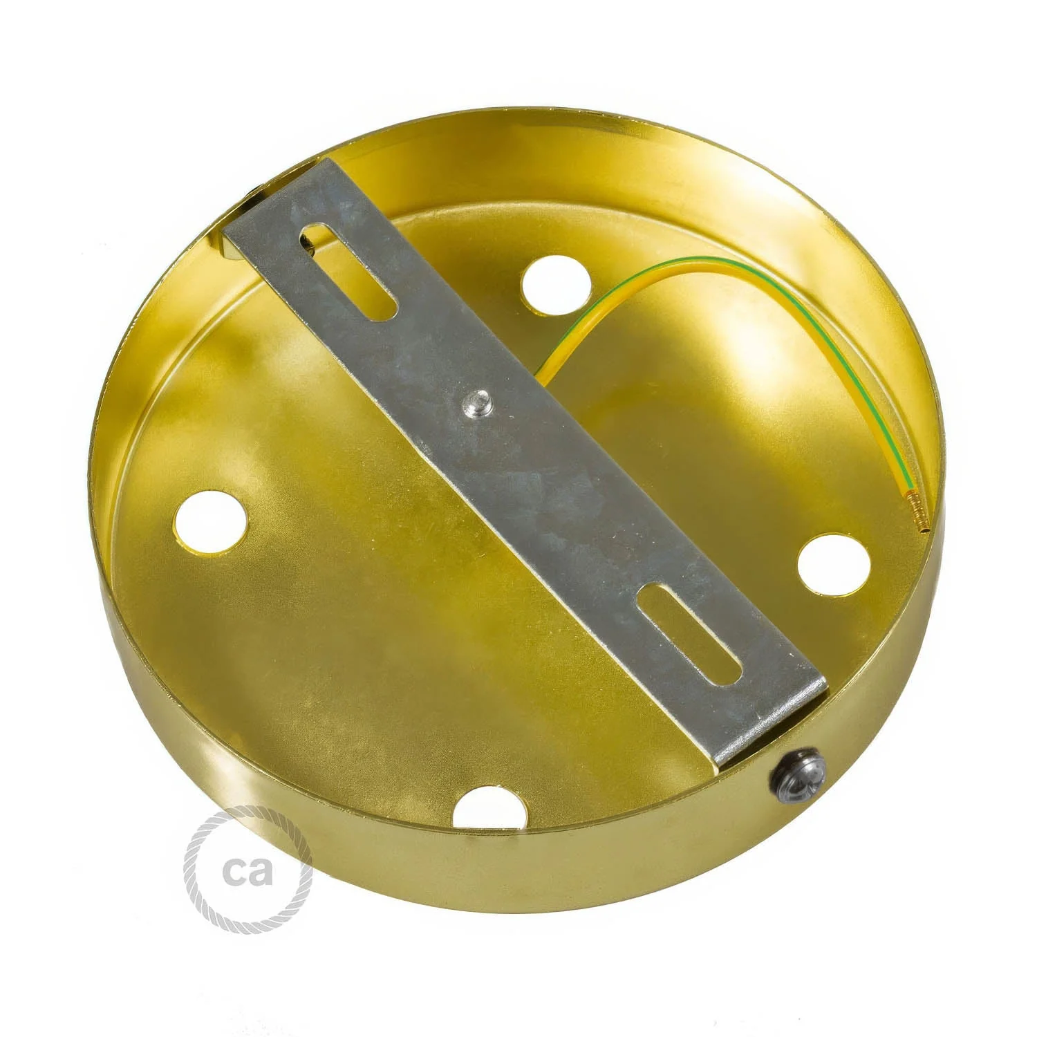 Cylindrical metal ceiling rose kit with 4 holes - Brass - Image 4