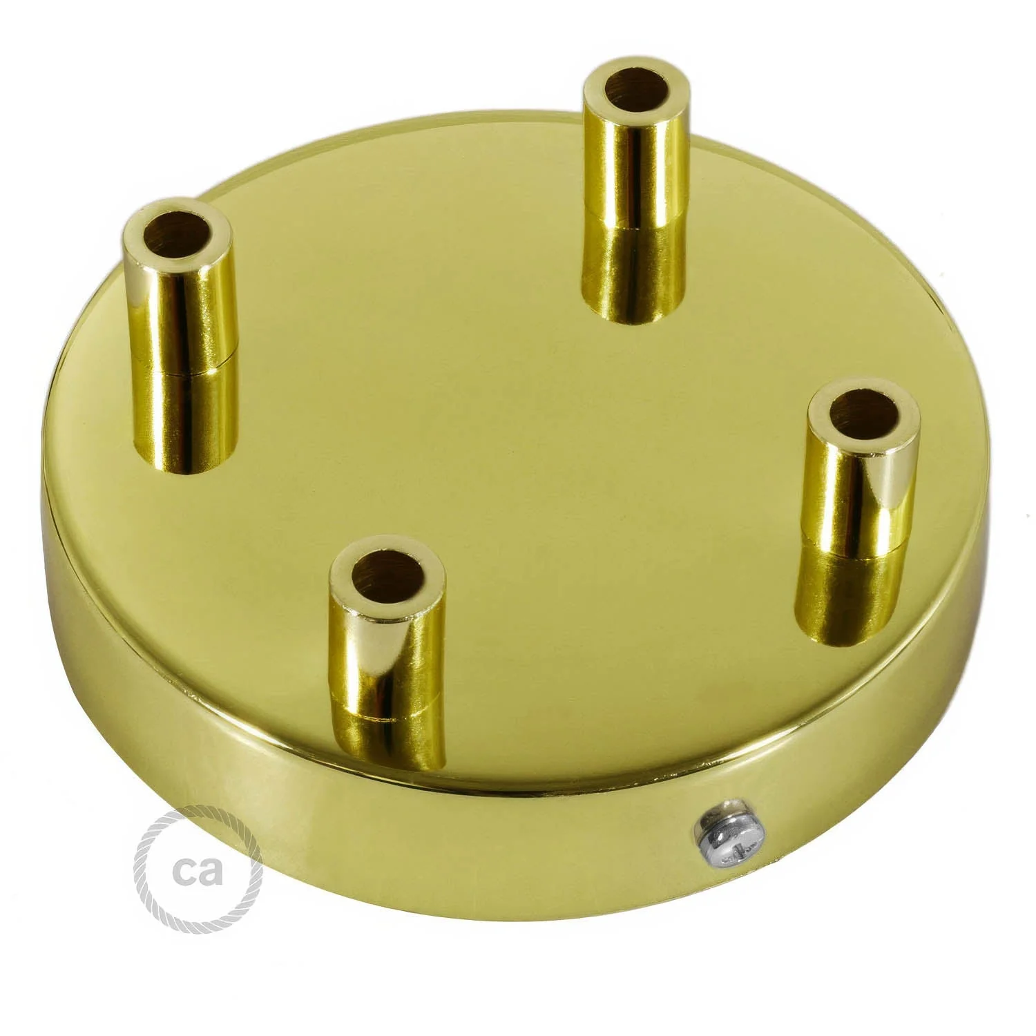 Cylindrical metal ceiling rose kit with 4 holes - Brass - Image 7