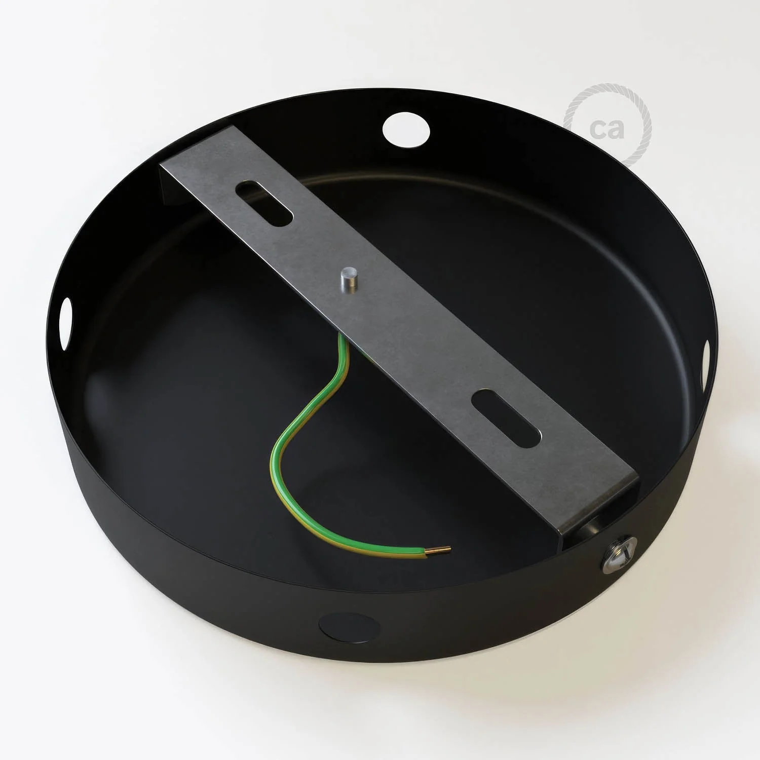 Cylindrical metal ceiling rose kit with 4 side holes (junction box) - Black - Image 4