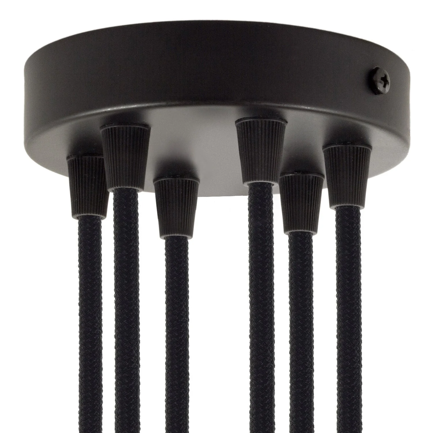 Cylindrical ceiling rose kit in metal with 6 holes - Black