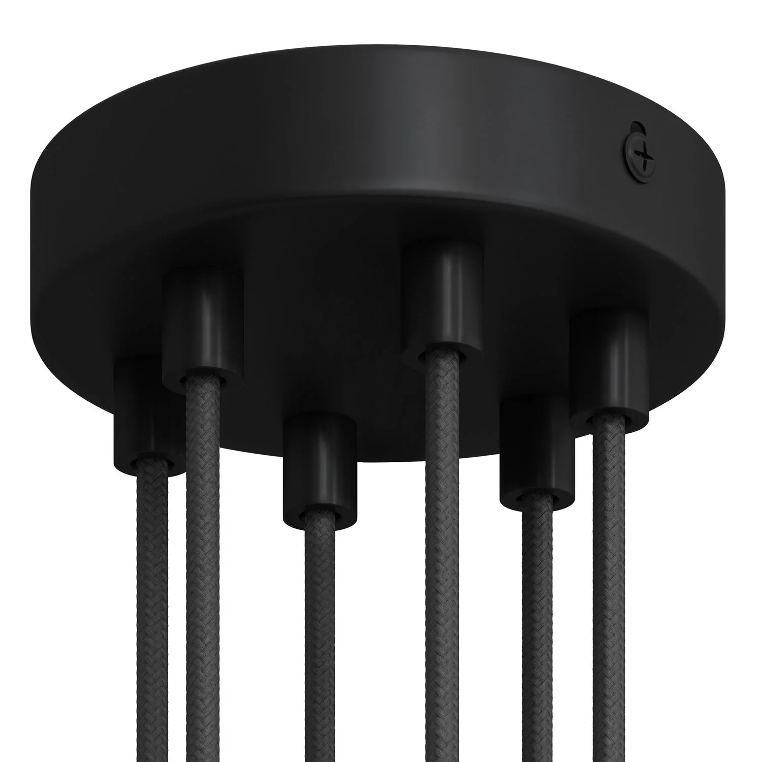 Cylindrical ceiling rose kit in metal with 6 holes - Black - Image 4