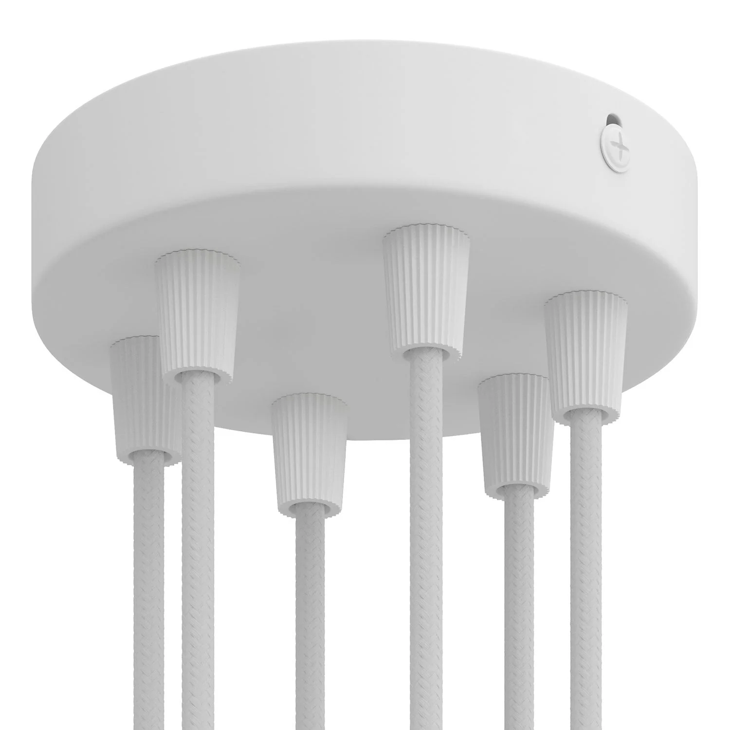 Cylindrical metal ceiling rose kit with 6 holes - Matt white