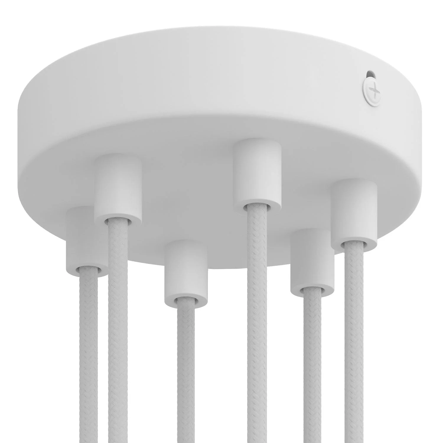 Cylindrical metal ceiling rose kit with 6 holes - Matt white - Image 4