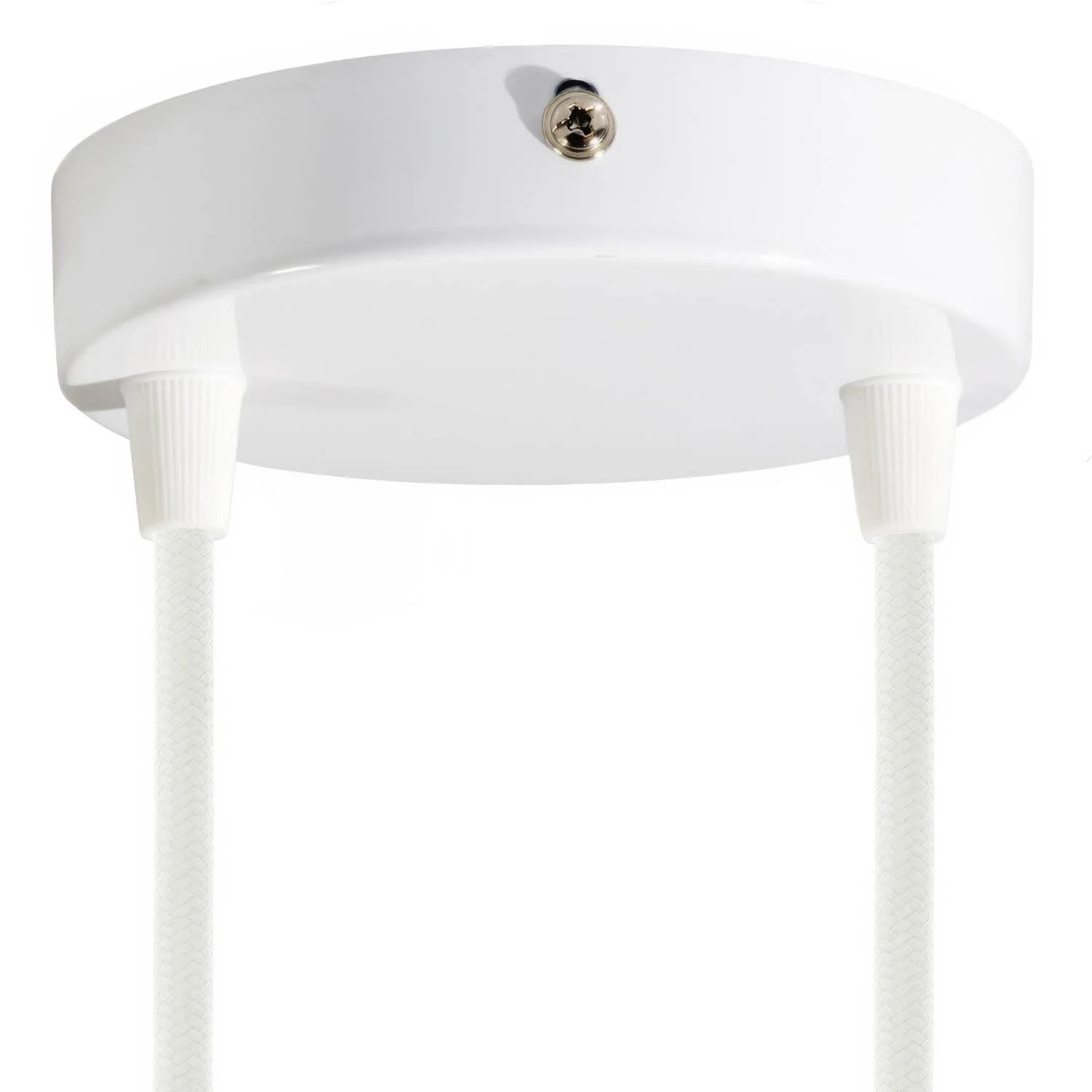 Cylindrical ceiling rose kit in metal with 2 holes - Glossy white