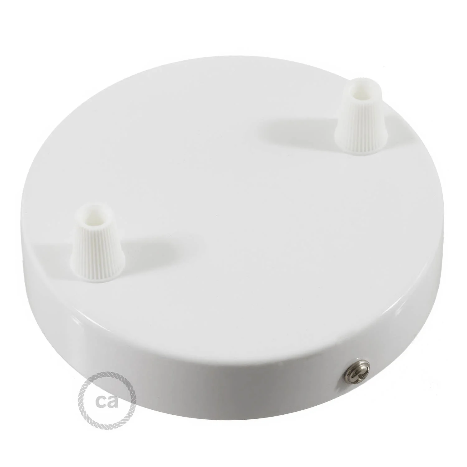Cylindrical ceiling rose kit in metal with 2 holes - Glossy white - Image 2