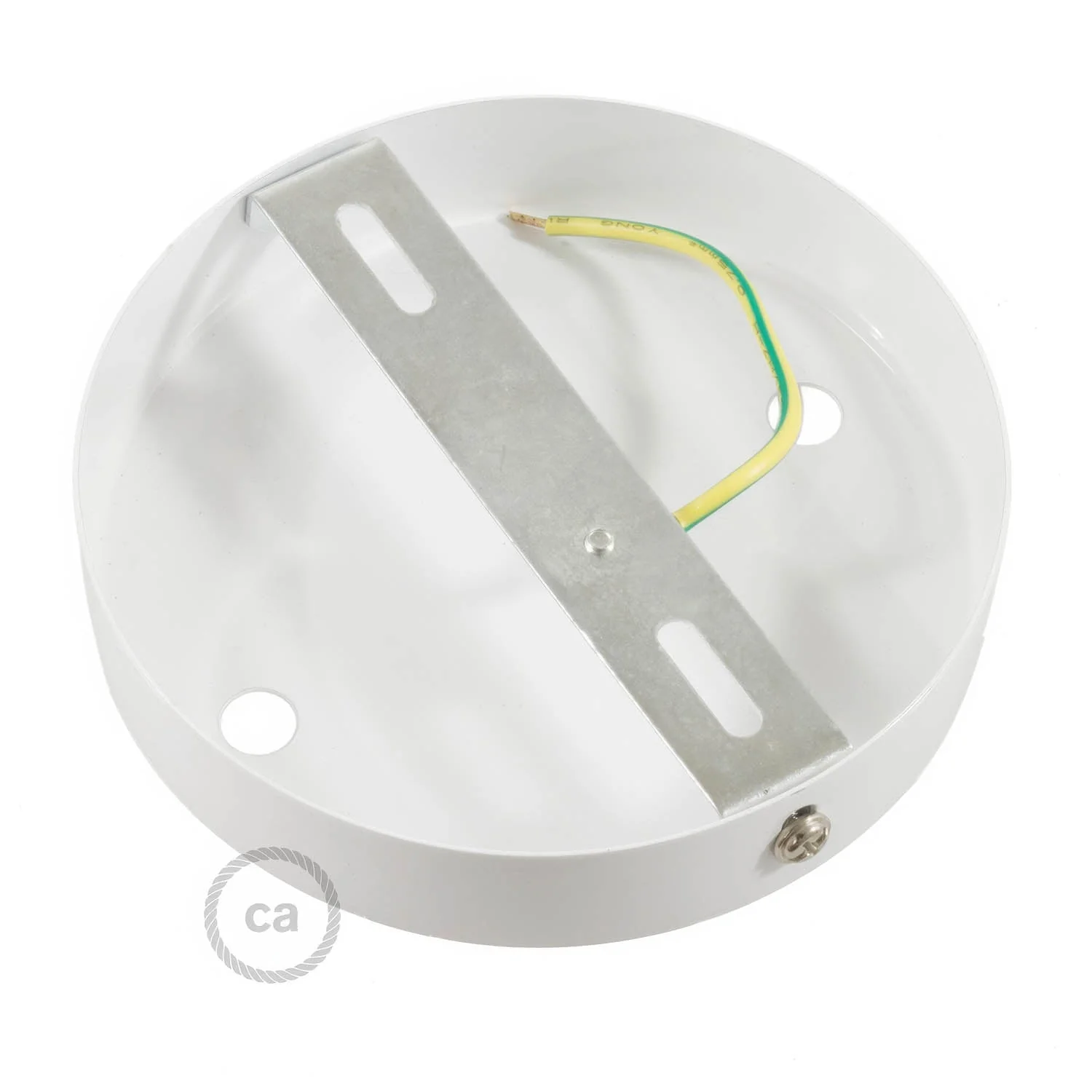 Cylindrical ceiling rose kit in metal with 2 holes - Glossy white - Image 4