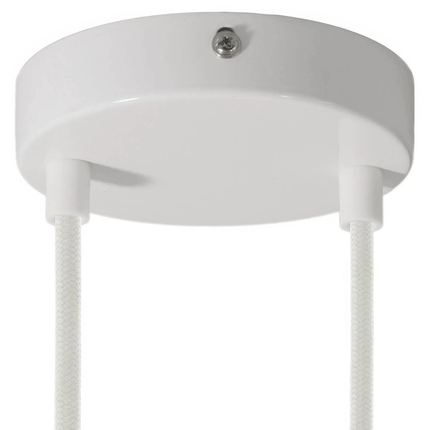 Cylindrical ceiling rose kit in metal with 2 holes - Glossy white - Image 6