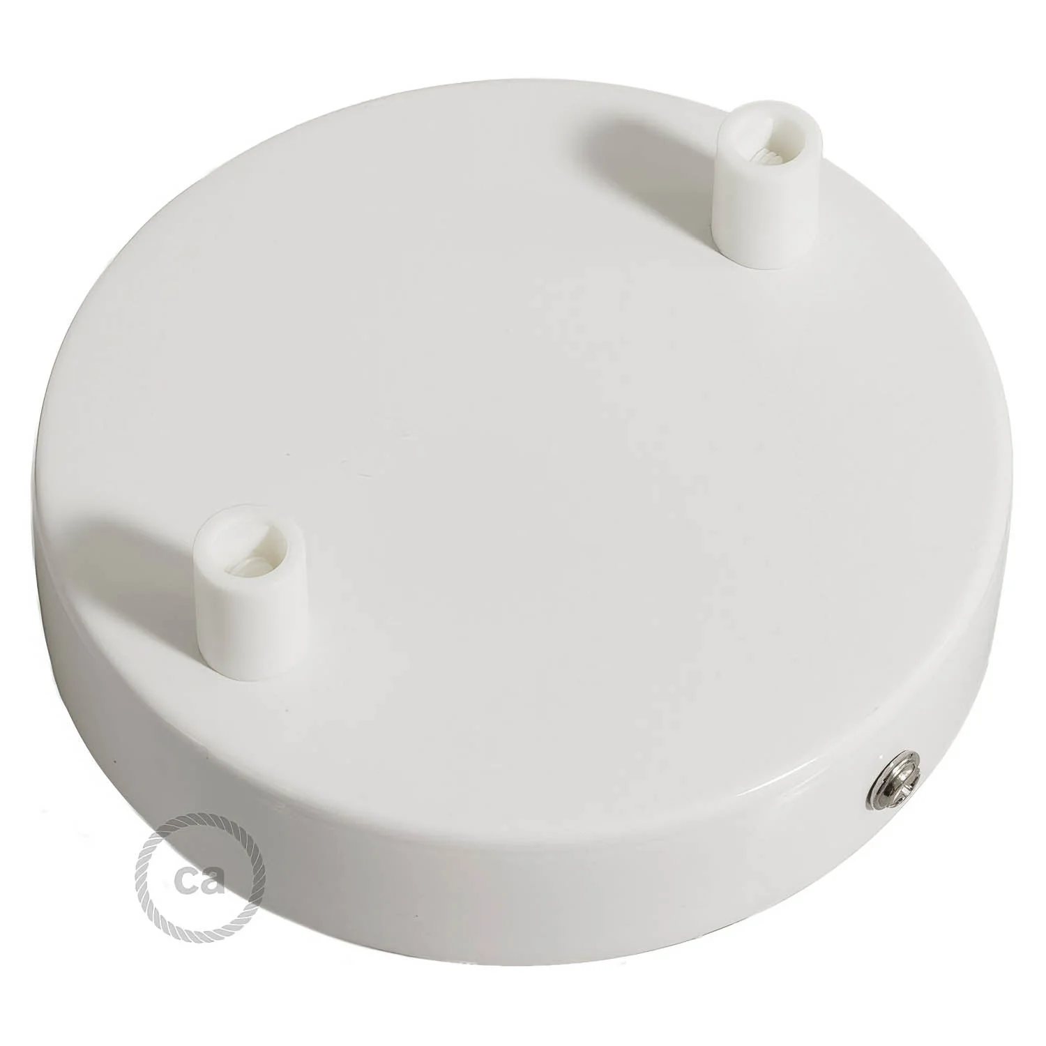 Cylindrical ceiling rose kit in metal with 2 holes - Glossy white - Image 7