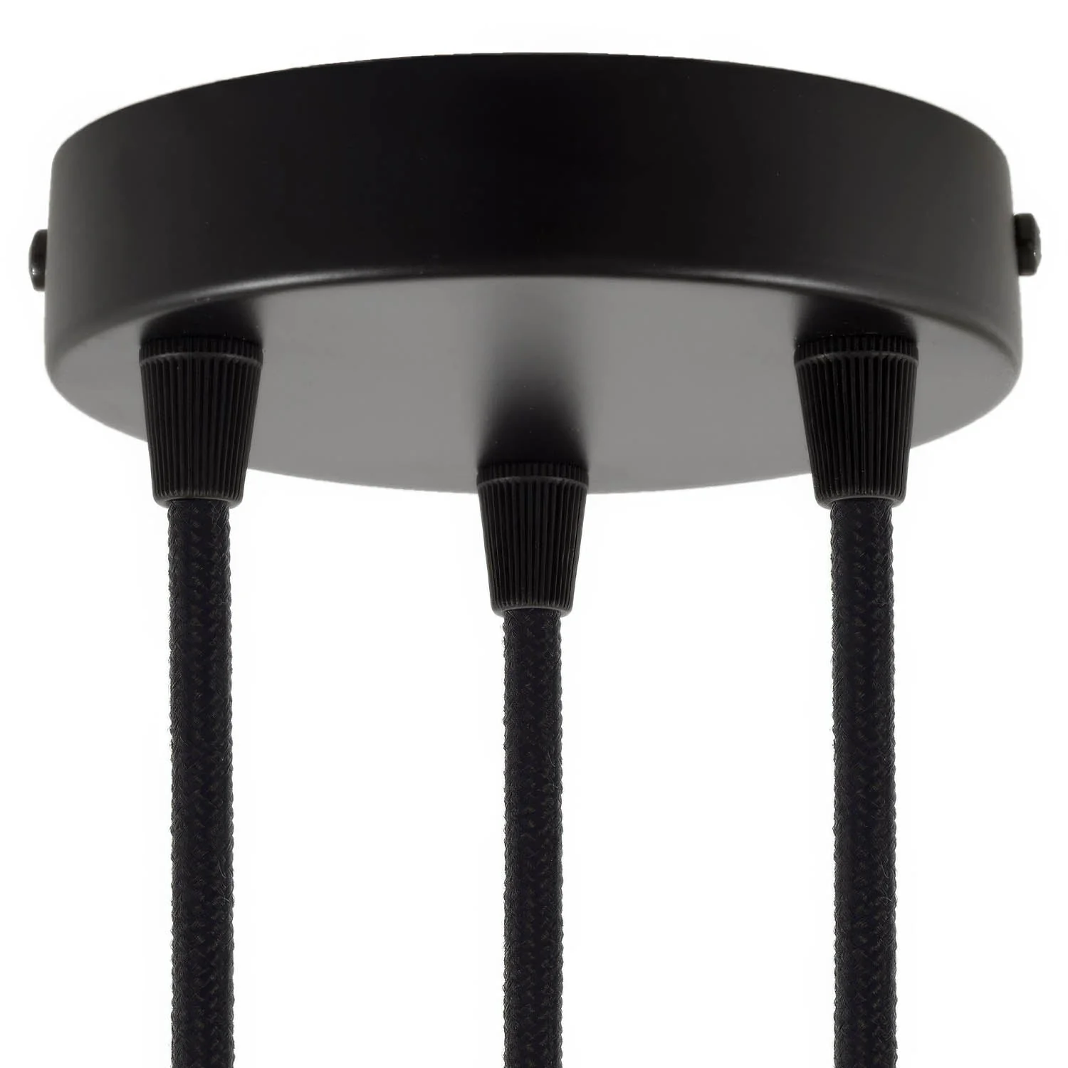 Cylindrical metal ceiling rose kit with 3 holes - Black