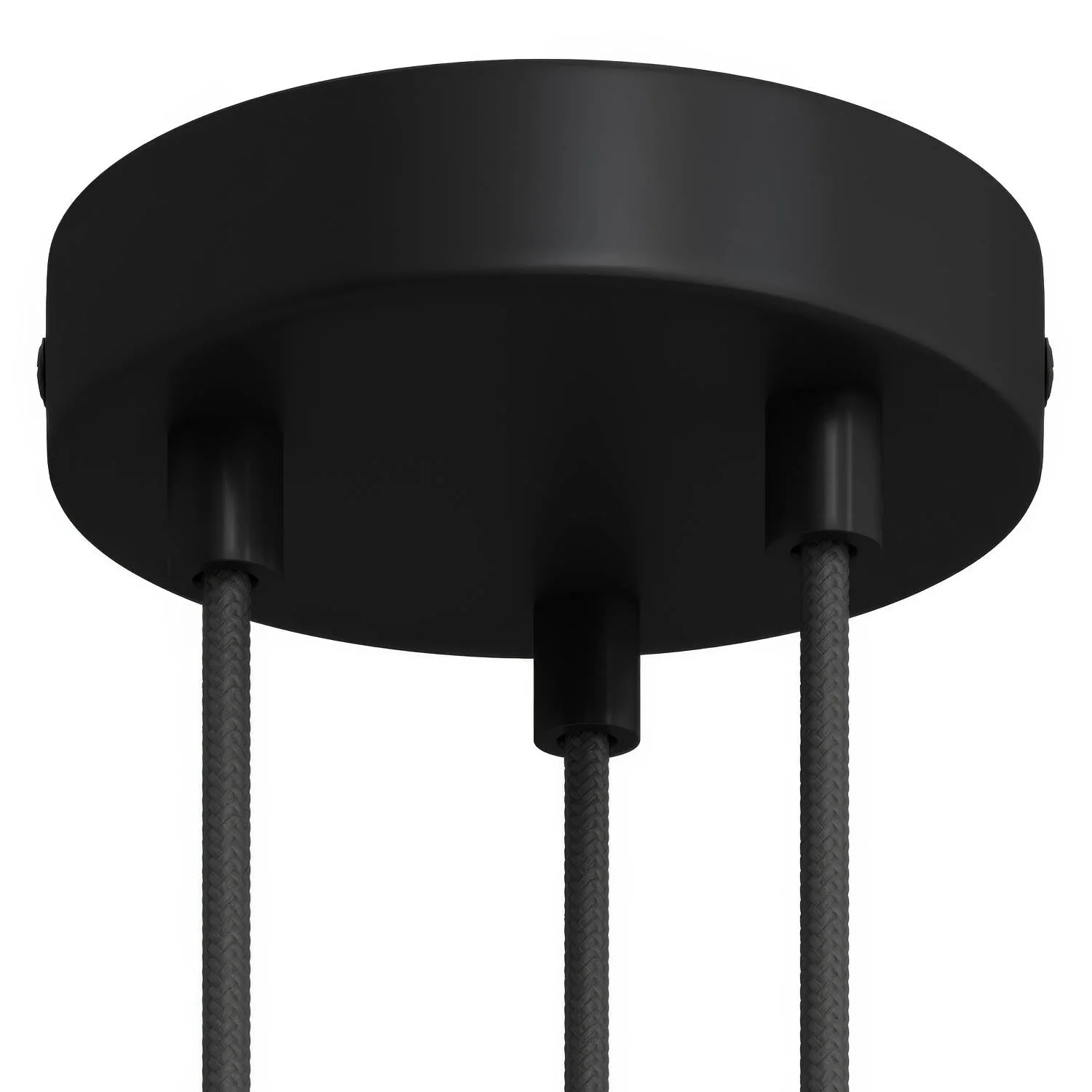 Cylindrical metal ceiling rose kit with 3 holes - Black - Image 6