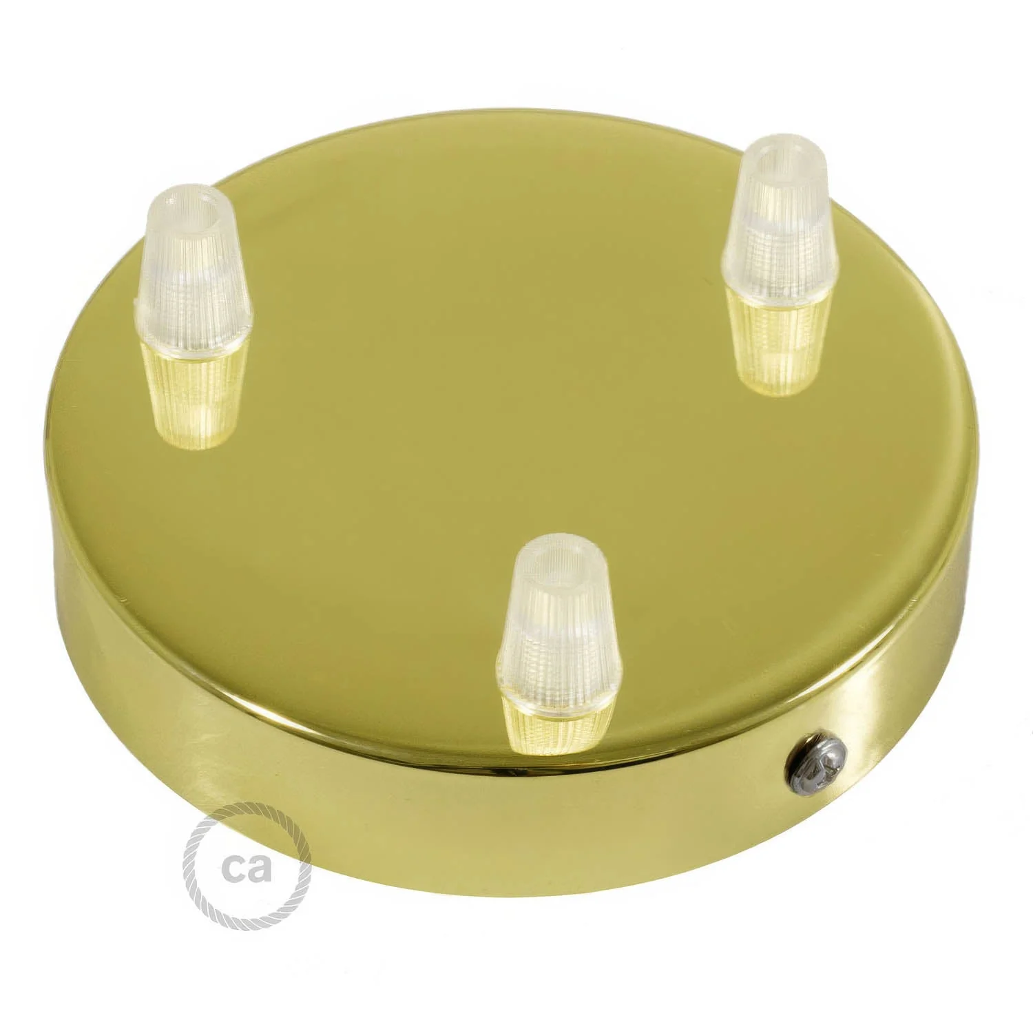 3-hole cylindrical metal ceiling rose kit - Brass - Image 2
