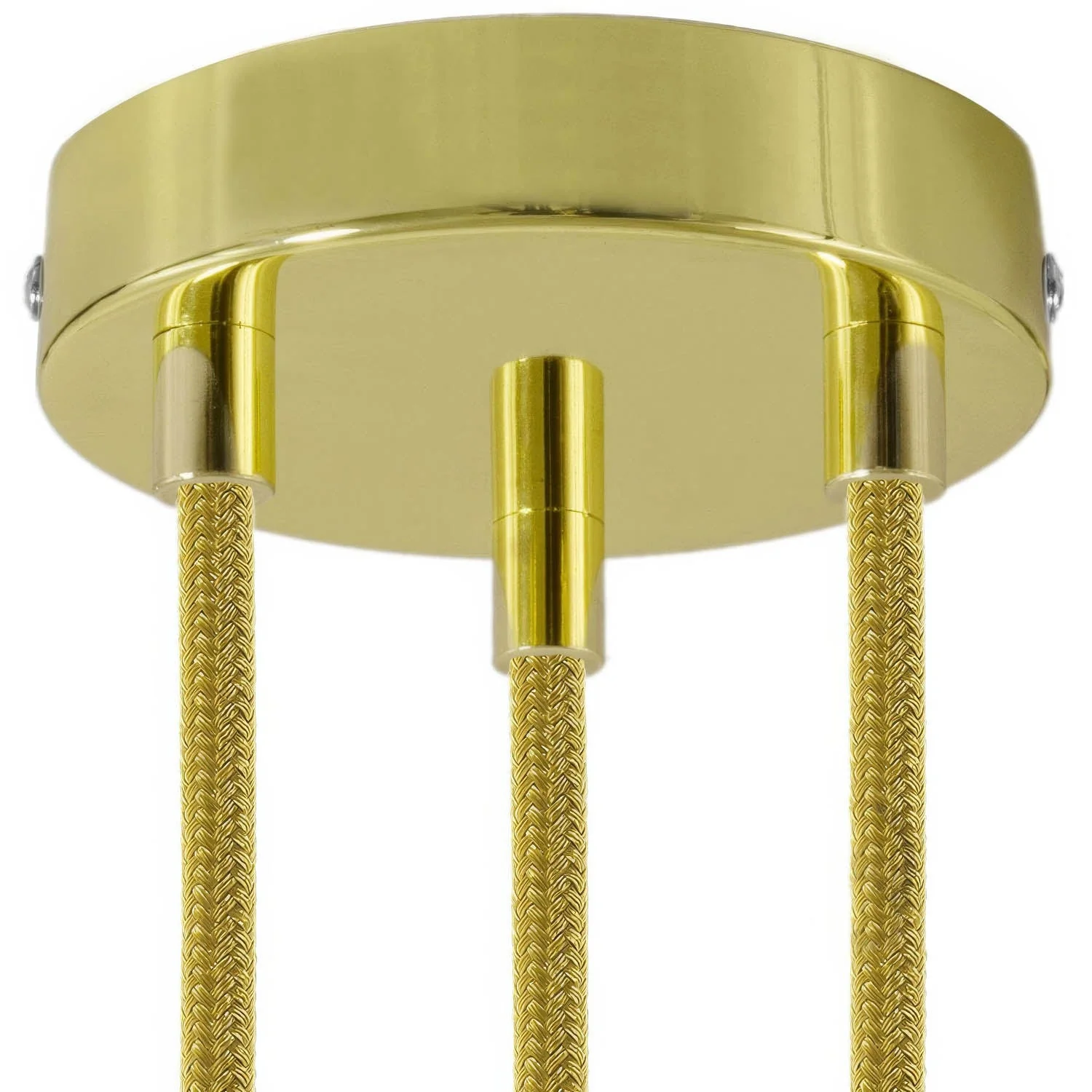 3-hole cylindrical metal ceiling rose kit - Brass - Image 6