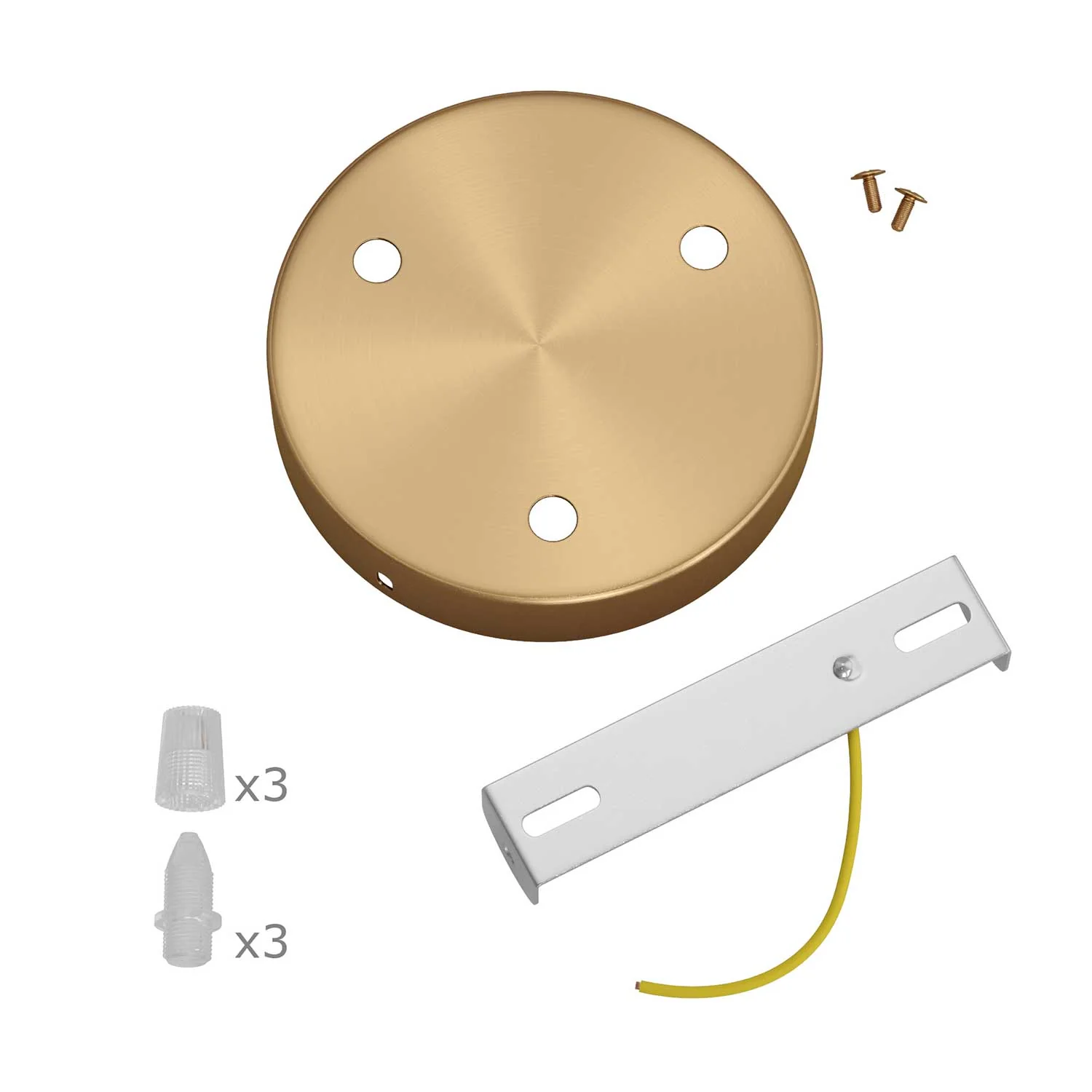 Cylindrical ceiling rose kit in metal with 3 holes - Satin bronze - Image 3