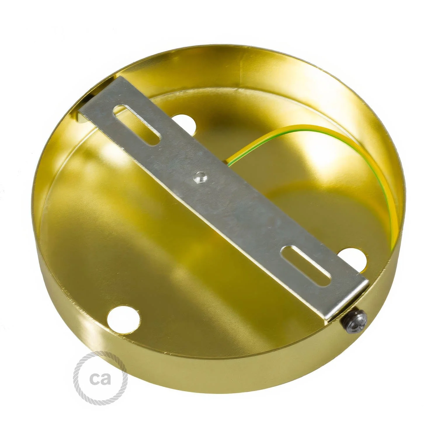 Cylindrical ceiling rose kit in metal with 3 holes - Satin bronze - Image 4